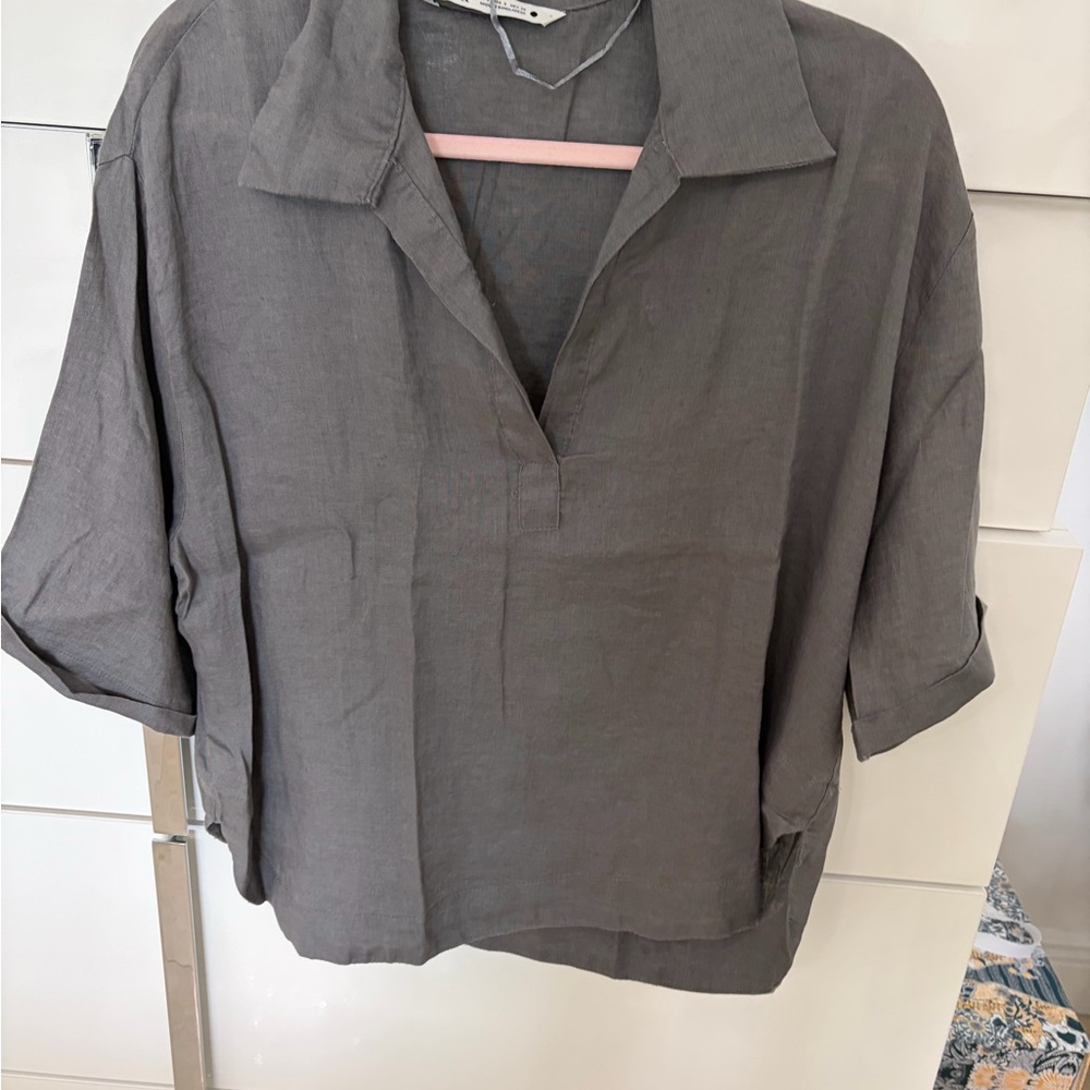 Zara set Charcoal Blouse and pants